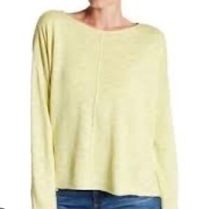Eileen Fisher Limoncello Organic Linen Cotton Lightweight Sweater Size Large